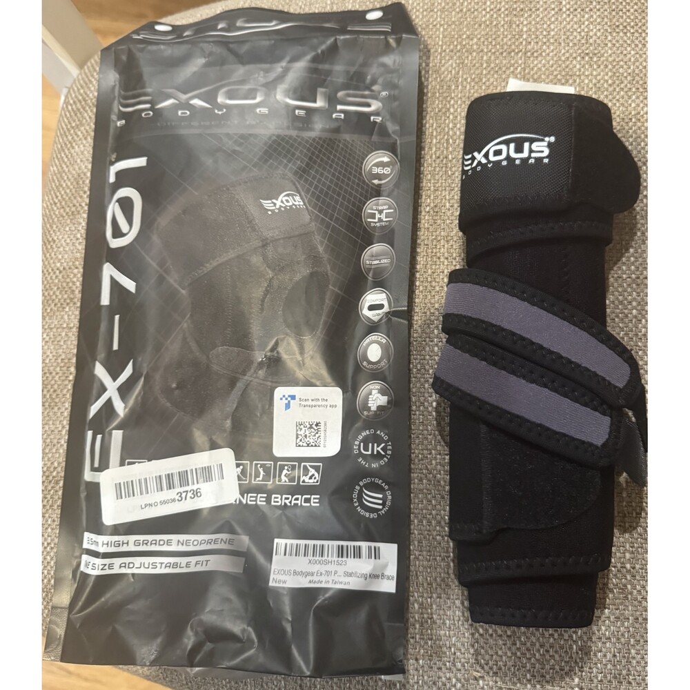Unisex Exous EX-701 Black Adjustable Knee Brace Bodygear Black New One Size